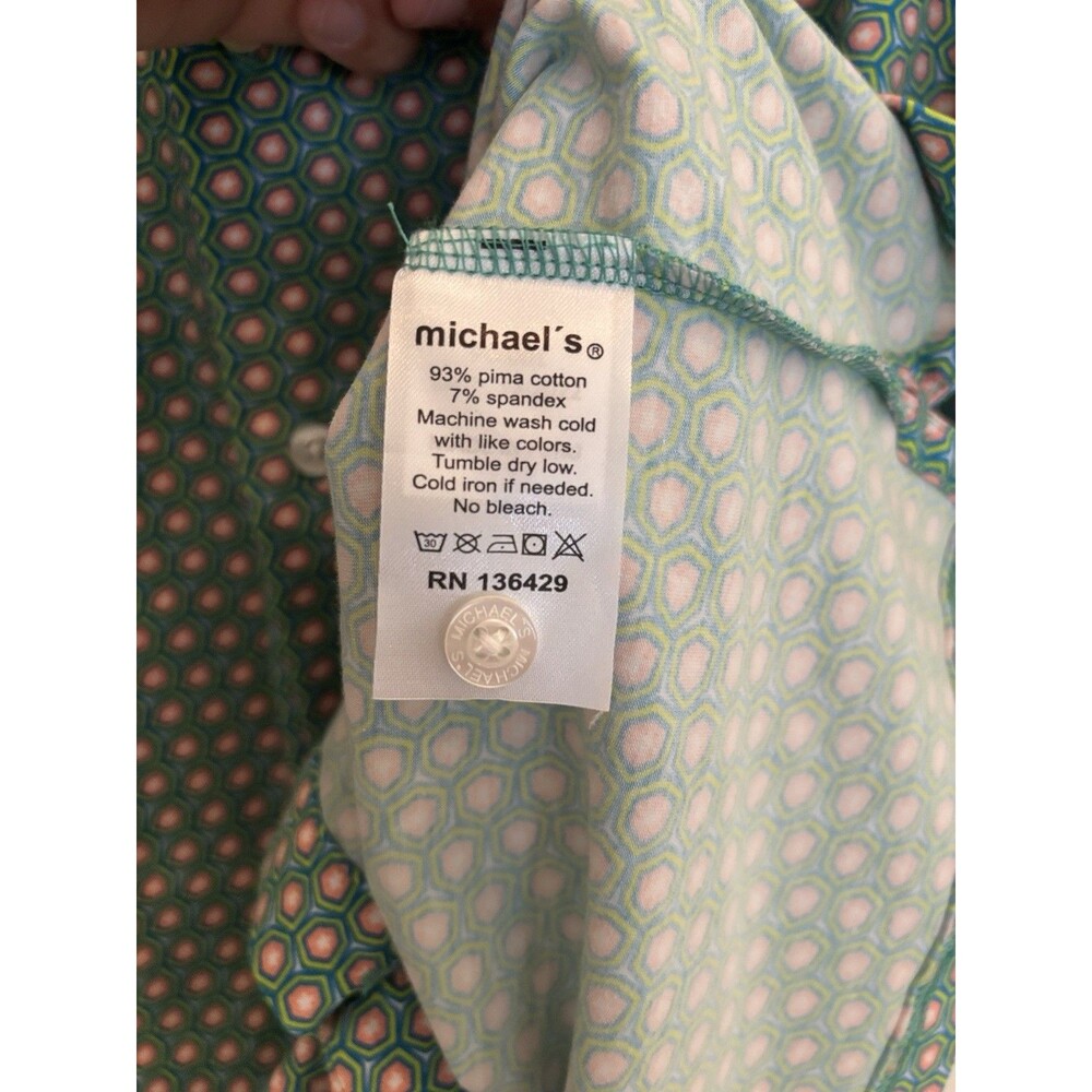 Michael’s Printed Pima Cotton Short Sleeve Performance Full Button Men’s XL Peru - Picture 7 of 9